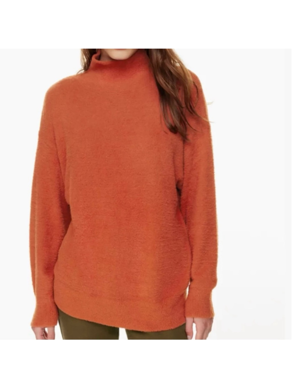 Aritzia Wilfred Free Hush Knit Turtleneck Sweater Size XXS Rust Colour Nylon